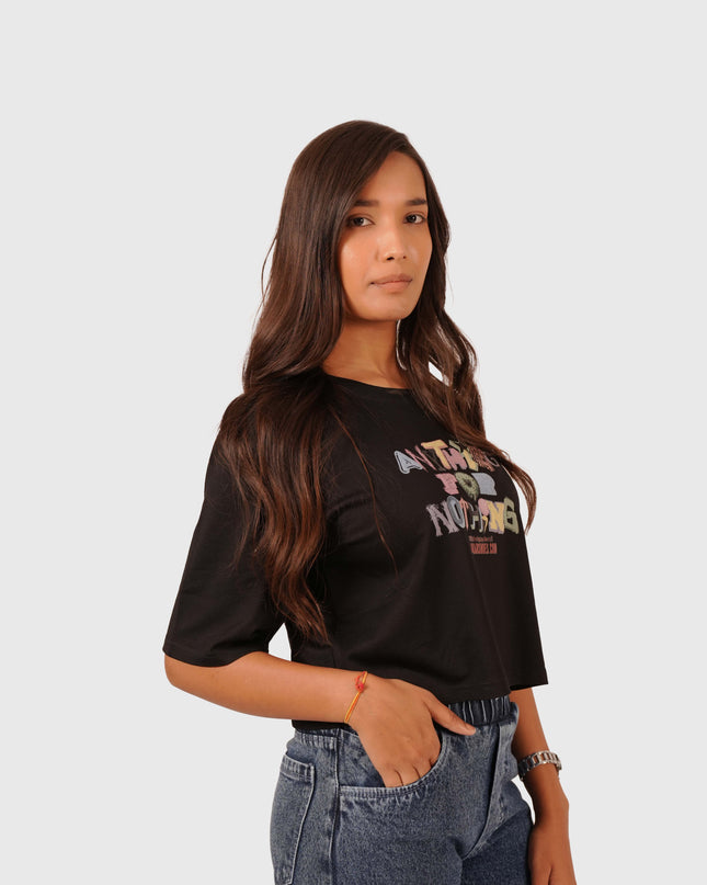 Women’s Black Oversized Crop T-Shirt