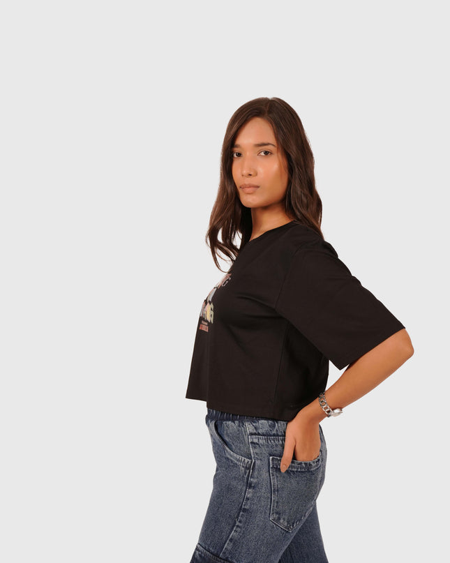 Women’s Black Oversized Crop T-Shirt