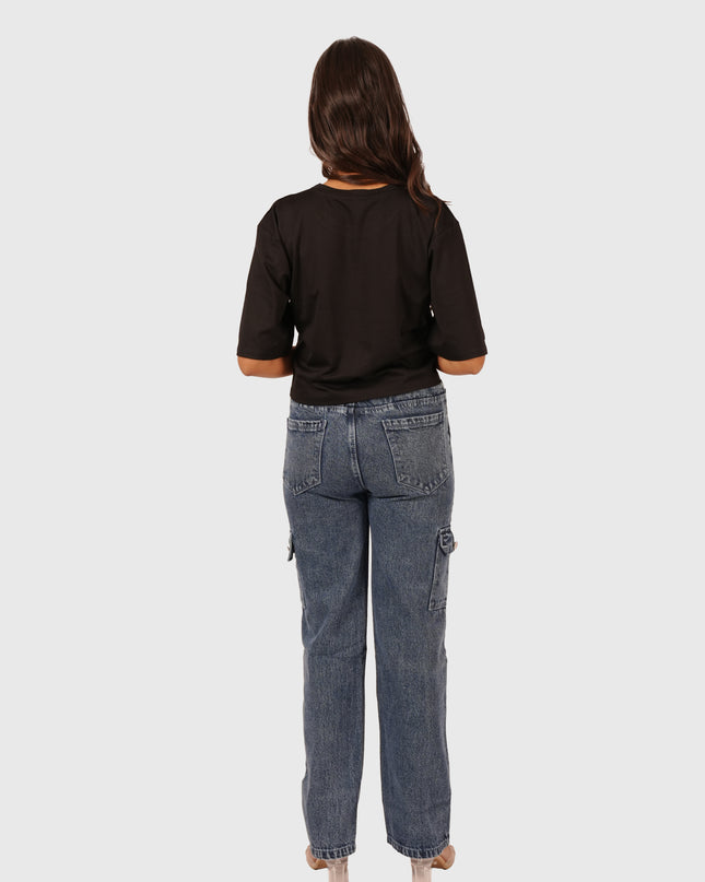 Women’s Black Oversized Crop T-Shirt