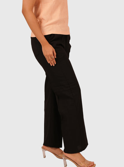 Women’s Jet Black Flowy Palazzo Pants
