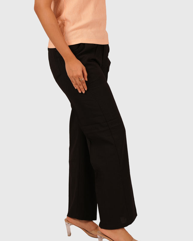 Women’s Jet Black Flowy Palazzo Pants