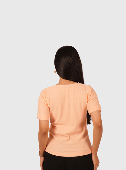 Women’s Peach Regular Fit Square Neck Top