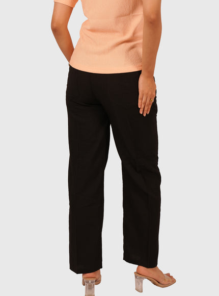 Women’s Jet Black Flowy Palazzo Pants