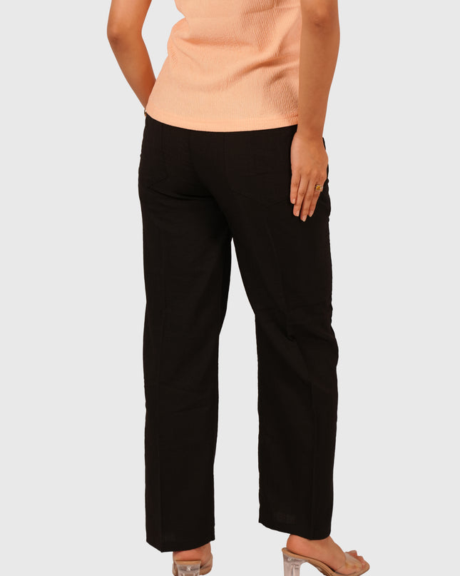 Women’s Jet Black Flowy Palazzo Pants