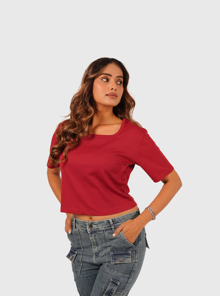 Women’s Red Casual Crop Top