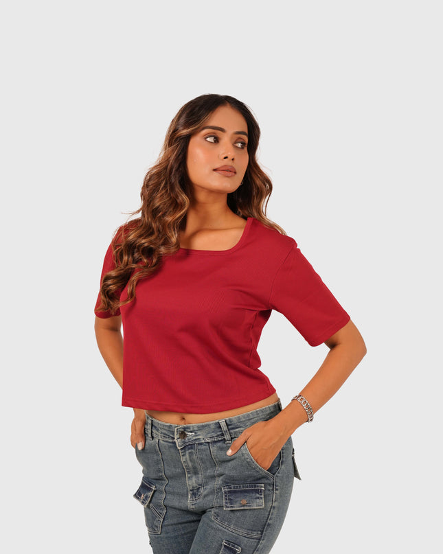 Women’s Red Casual Crop Top