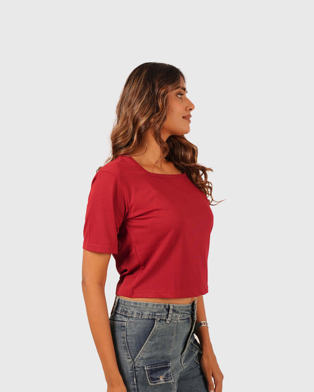 Women’s Red Casual Crop Top