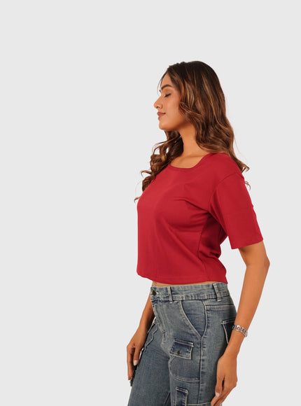 Women’s Red Casual Crop Top