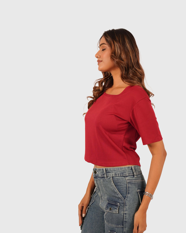 Women’s Red Casual Crop Top