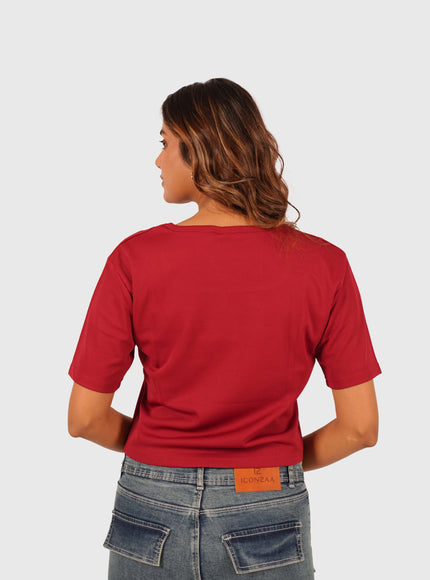 Women’s Red Casual Crop Top
