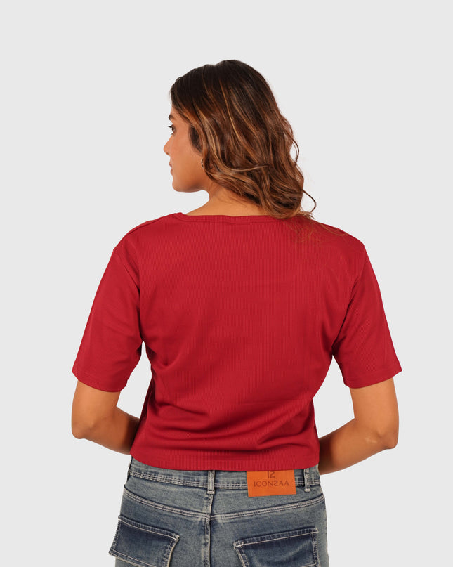 Women’s Red Casual Crop Top