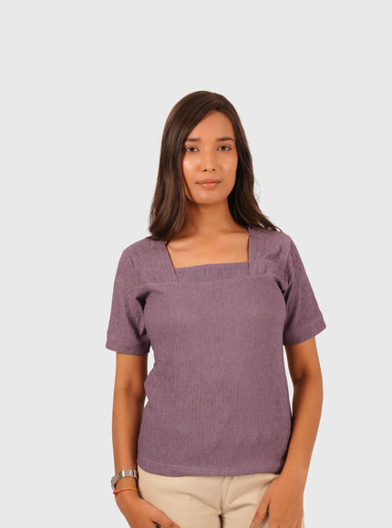 Women’s Purple Regular Fit Square Neck Top
