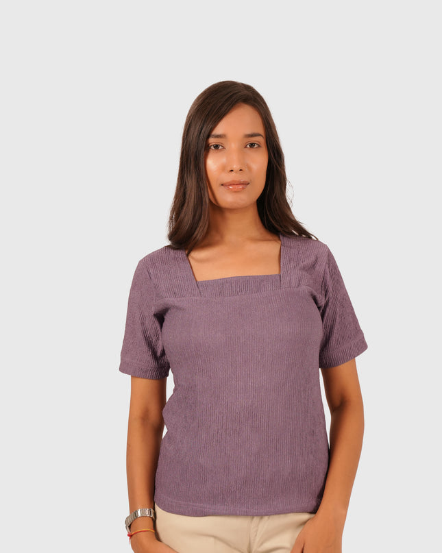 Women’s Purple Regular Fit Square Neck Top