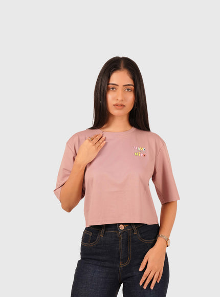 Women’s Dusty Pink Oversized Crop T-Shirt