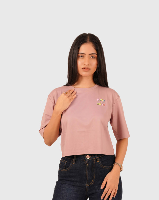 Women’s Dusty Pink Oversized Crop T-Shirt