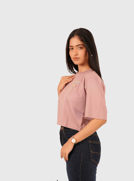 Women’s Dusty Pink Oversized Crop T-Shirt