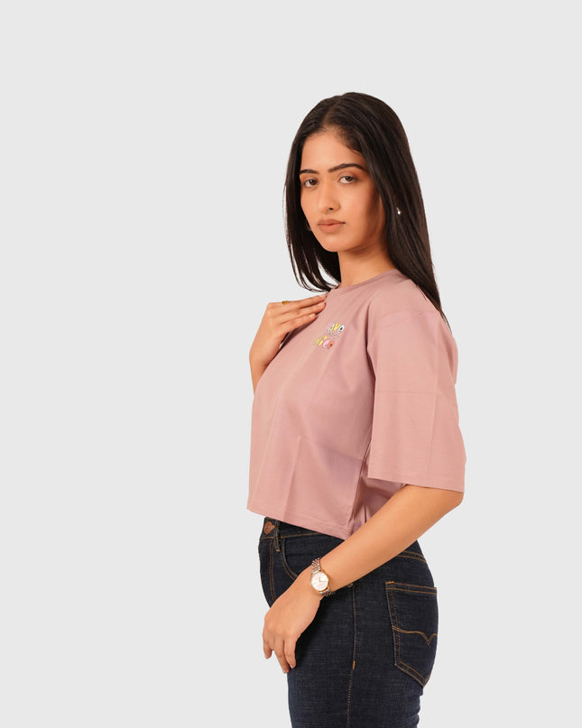 Women’s Dusty Pink Oversized Crop T-Shirt