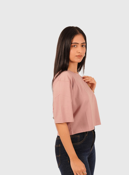 Women’s Dusty Pink Oversized Crop T-Shirt