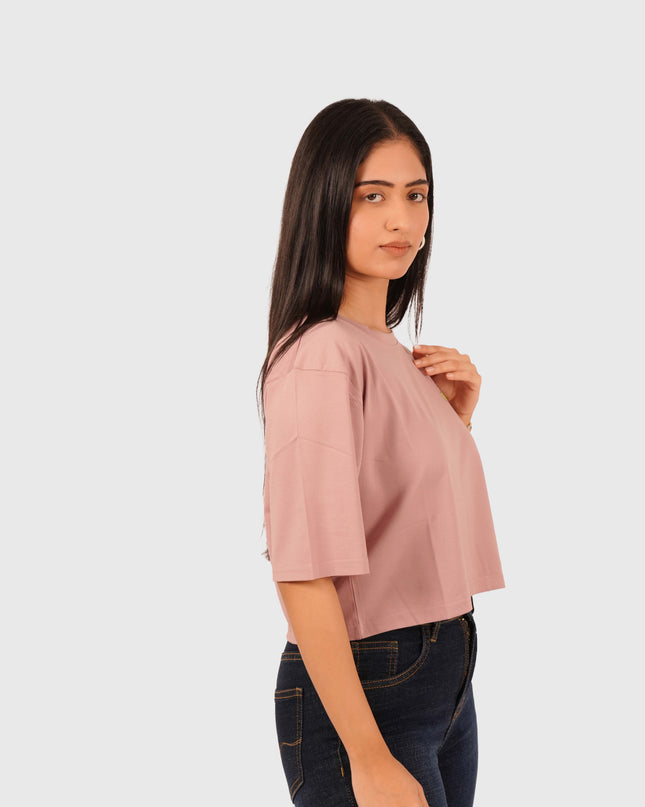 Women’s Dusty Pink Oversized Crop T-Shirt
