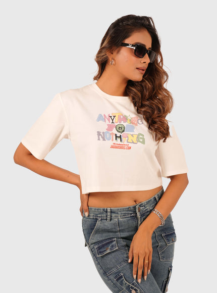 Women’s White Oversized Crop T-Shirt