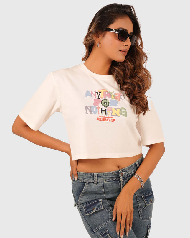 Women’s White Oversized Crop T-Shirt