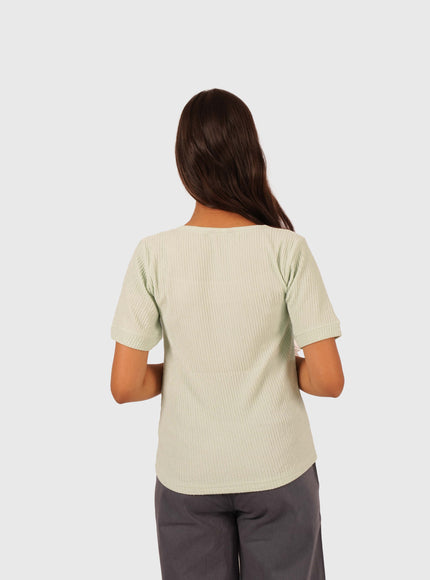 Women’s Light Mint Green Regular Fit Square Neck Top