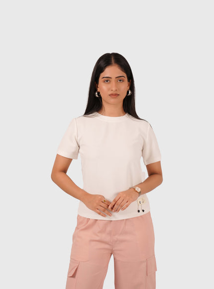 Women’s White Regular Fit Round Neck T-Shirt