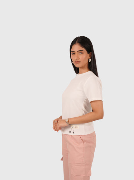Women’s White Regular Fit Round Neck T-Shirt