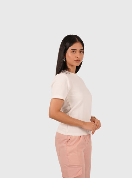Women’s White Regular Fit Round Neck T-Shirt