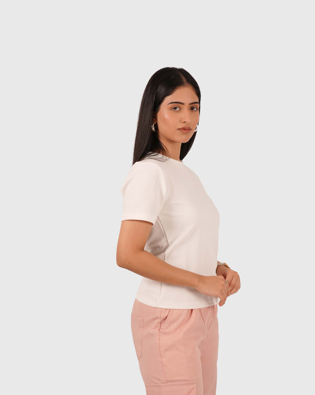 Women’s White Regular Fit Round Neck T-Shirt