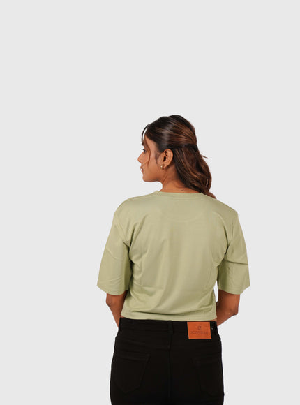 Women’s Light Green Oversized Crop T-Shirt