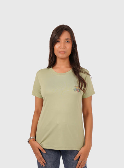 Women’s Light Green Regular Fit Round Neck T-Shirt