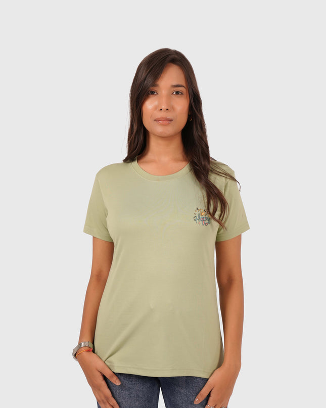 Women’s Light Green Regular Fit Round Neck T-Shirt