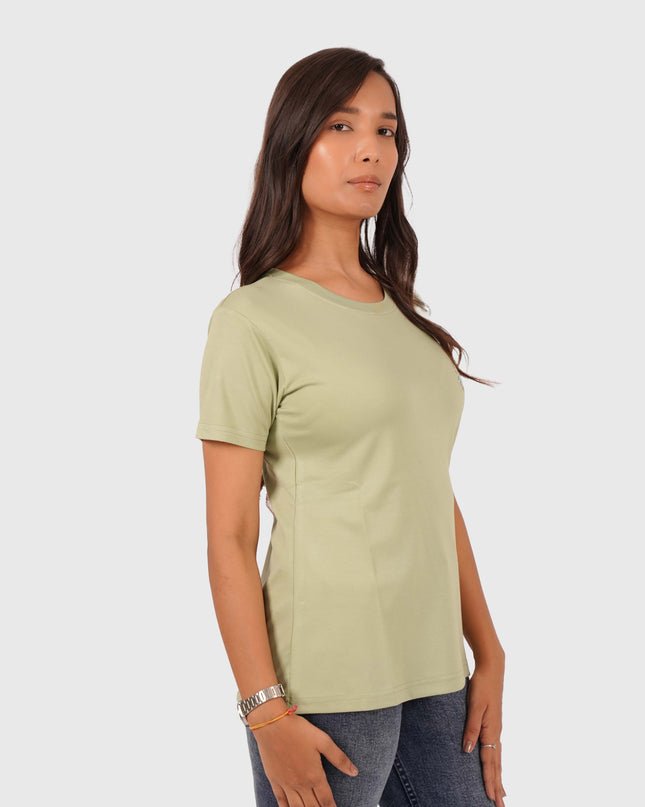Women’s Light Green Regular Fit Round Neck T-Shirt