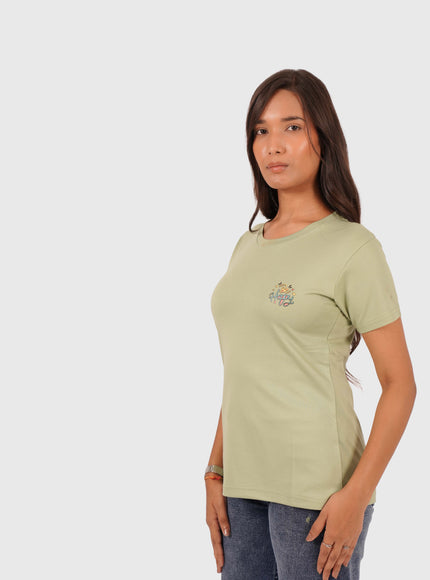 Women’s Light Green Regular Fit Round Neck T-Shirt