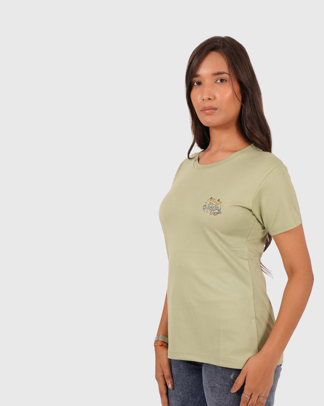 Women’s Light Green Regular Fit Round Neck T-Shirt