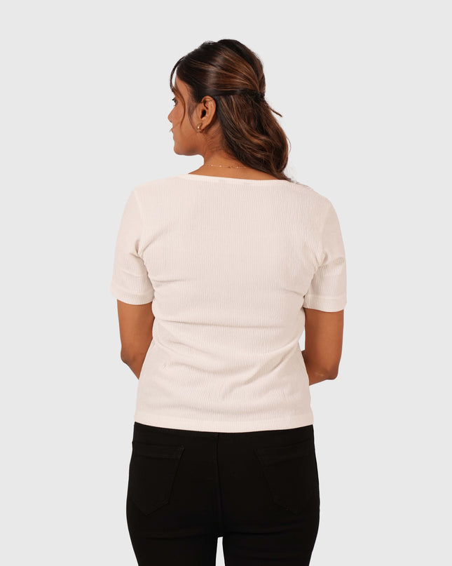 Women’s White Regular Fit Square Neck Top