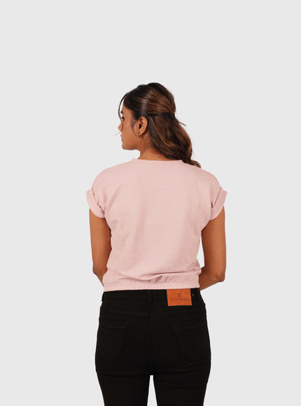 Women’s Pastel Pink Round Neck Crop T-Shirt