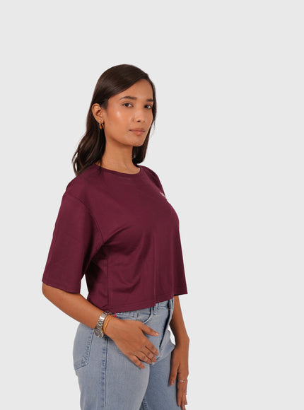Women’s Wine Oversized Crop T-Shirt