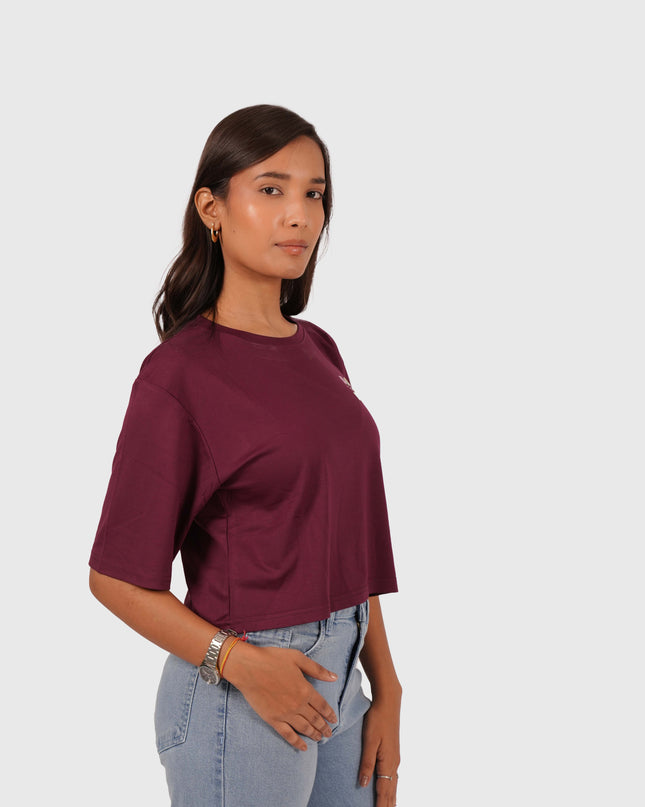 Women’s Wine Oversized Crop T-Shirt