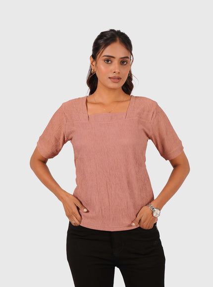Women’s Dusty Rose Regular Fit Square Neck Top