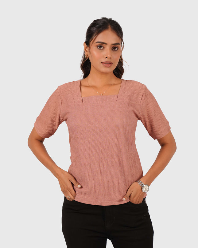 Women’s Dusty Rose Regular Fit Square Neck Top
