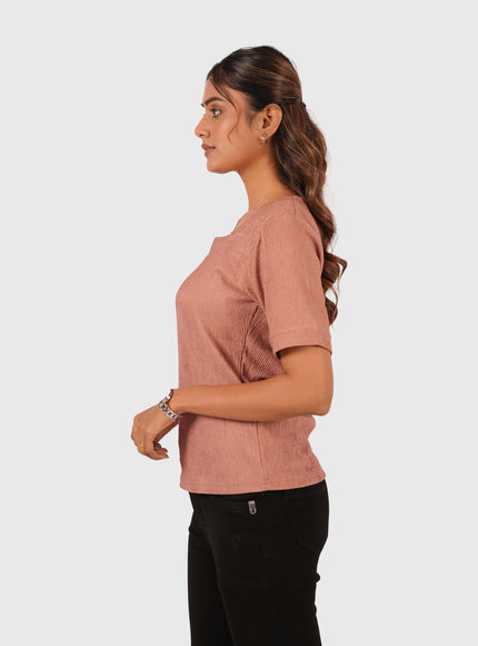 Women’s Dusty Rose Regular Fit Square Neck Top
