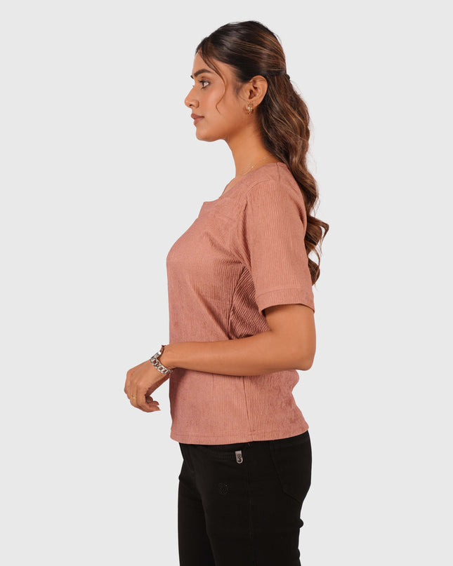Women’s Dusty Rose Regular Fit Square Neck Top