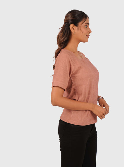 Women’s Dusty Rose Regular Fit Square Neck Top