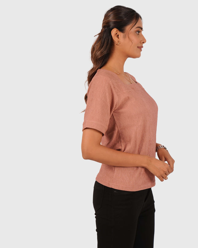 Women’s Dusty Rose Regular Fit Square Neck Top