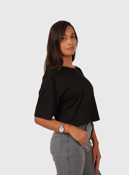 Women’s Black Oversized Crop T-Shirt