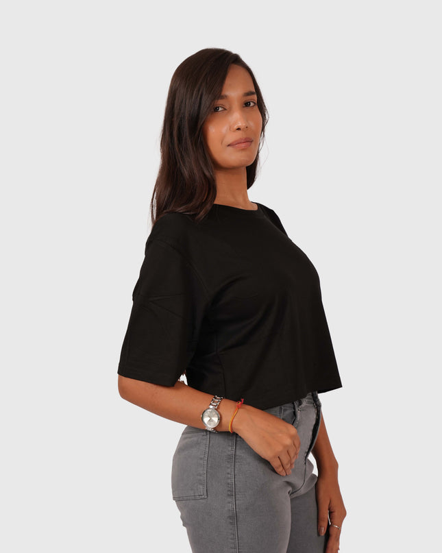 Women’s Black Oversized Crop T-Shirt