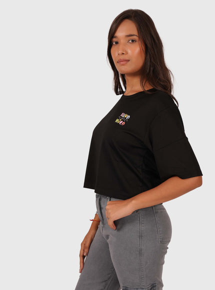 Women’s Black Oversized Crop T-Shirt