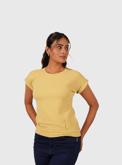 Women’s Light Yellow Regular Fit T-Shirt